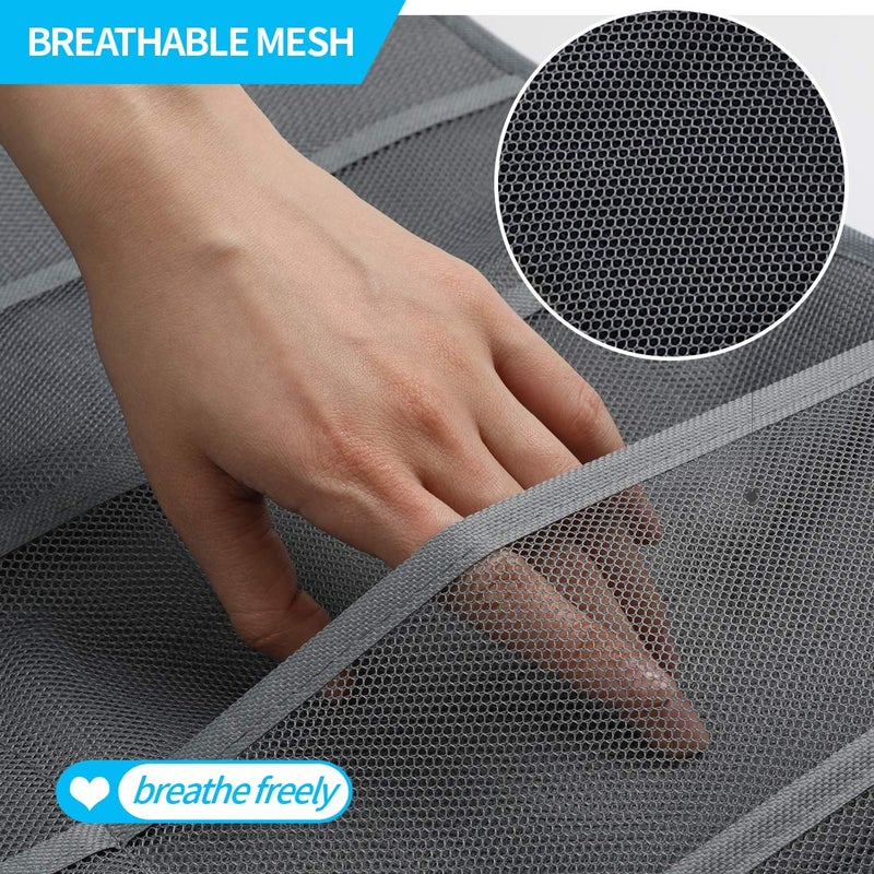 Bseash Enlarged Closet Hanging Bra Organizer with Rotating Metal Hanger, Dual Sided Wall Shelf Wardrobe Mesh Pockets Hanging Storage Bag for Bra Socks Underwear Underpants - Image 4